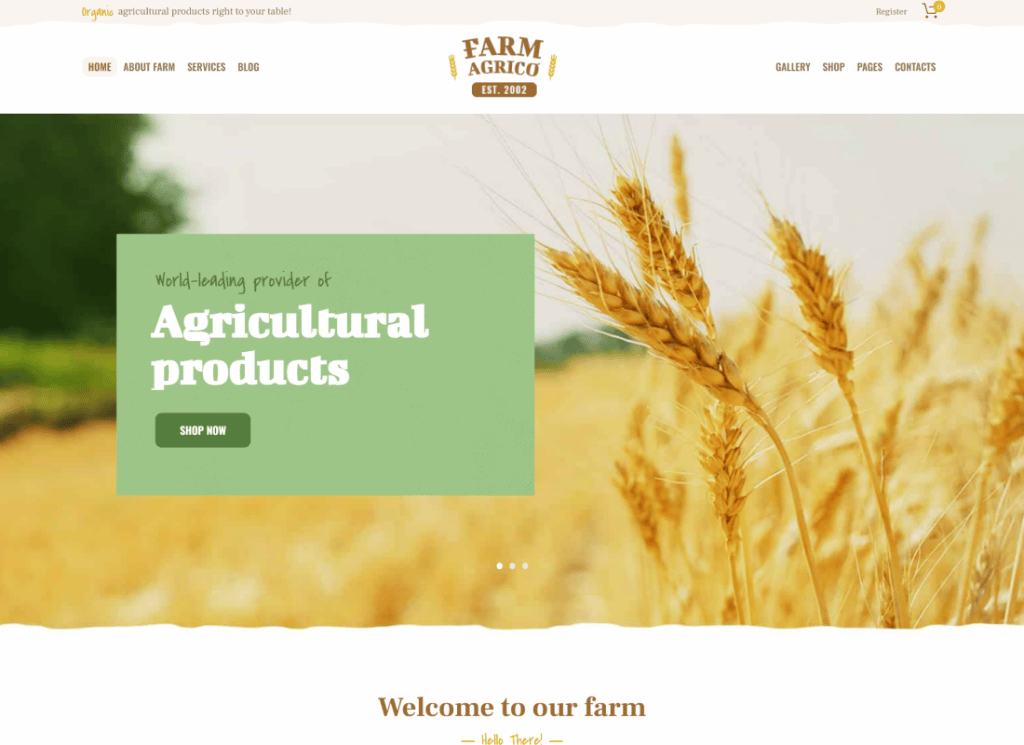 Farm Agrico - Tarım İşletmeciliği ve Organik Gıda WordPress Teması