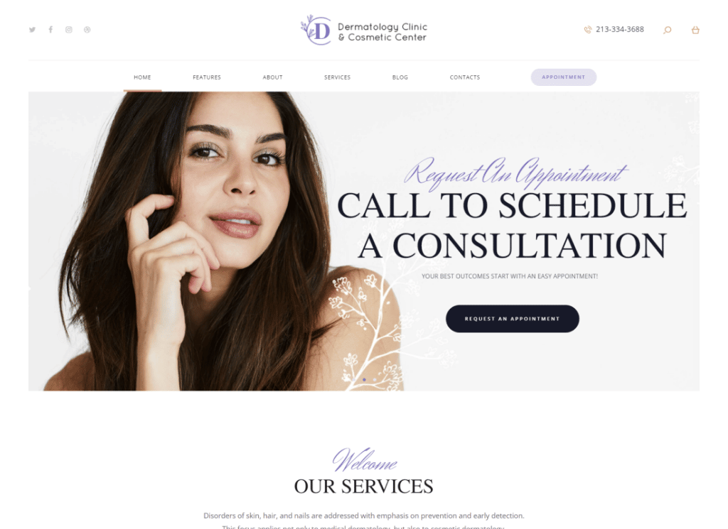 D&C - Dermatology Clinic & Cosmetology Center WordPress テーマ