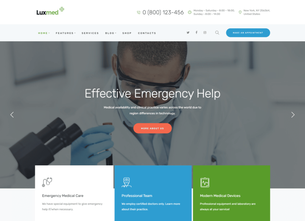 LuxMed - 医学とヘルスケアの医師の WordPress テーマ