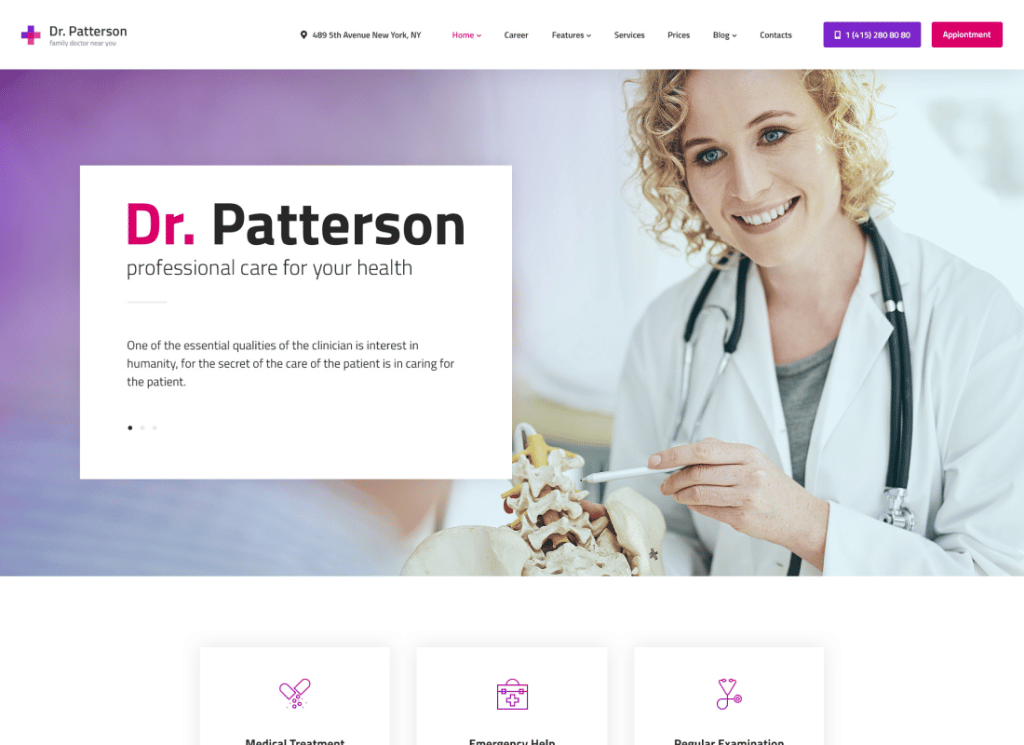 Dr.Patterson - 医学とヘルスケアの医師の WordPress テーマ