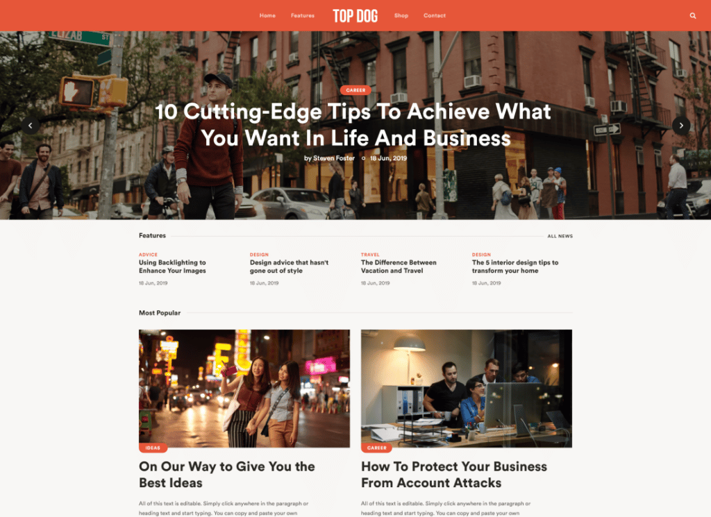 Top Dog - All-in-One Elementor Blog & ธีม WordPress ของนิตยสาร