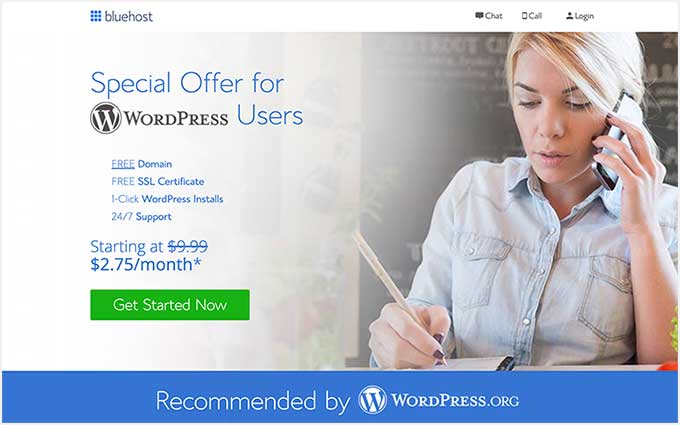 Offre d'hébergement Bluehost WordPress pour les utilisateurs WPBeginner