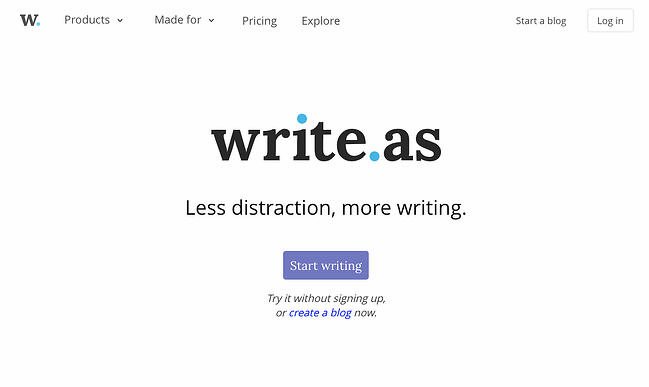 Platform blogging terbaik: Write.as