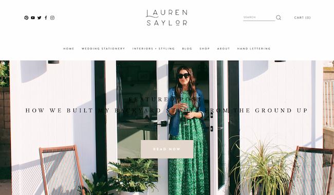 Contoh platform blog terbaik: Squarespace, Lauren Saylor