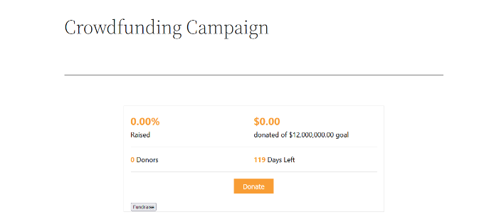 Visualização de crowdfunding no WP Charitable