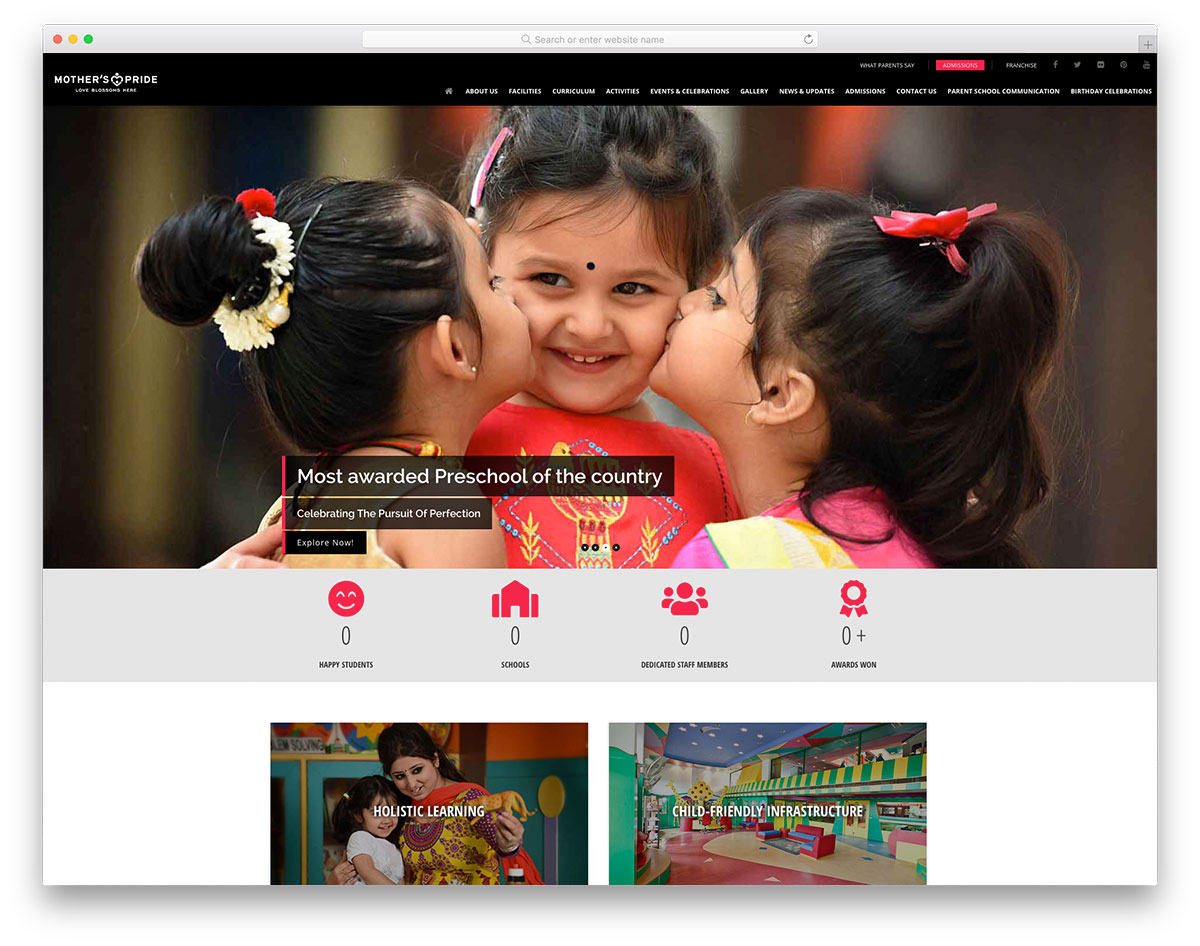 Homepage des Mother’s Pride Kindergartens