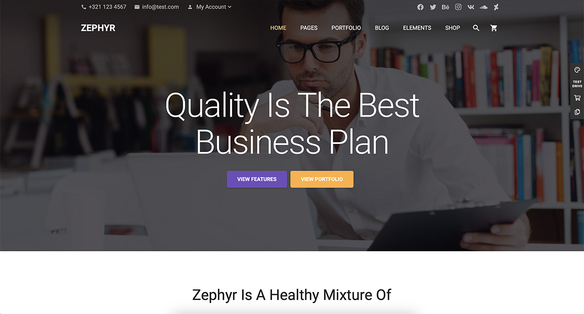 Tema WordPress de design de material Zephyr