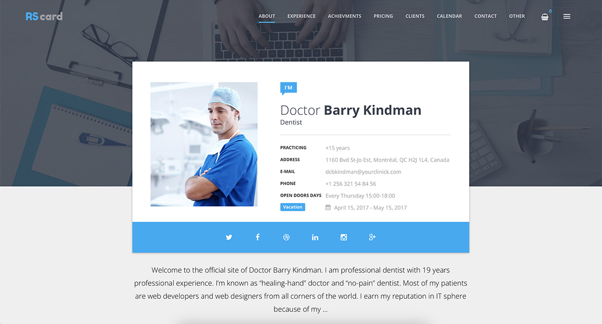 Currículo e CV Tema WordPress material design Tema WordPress