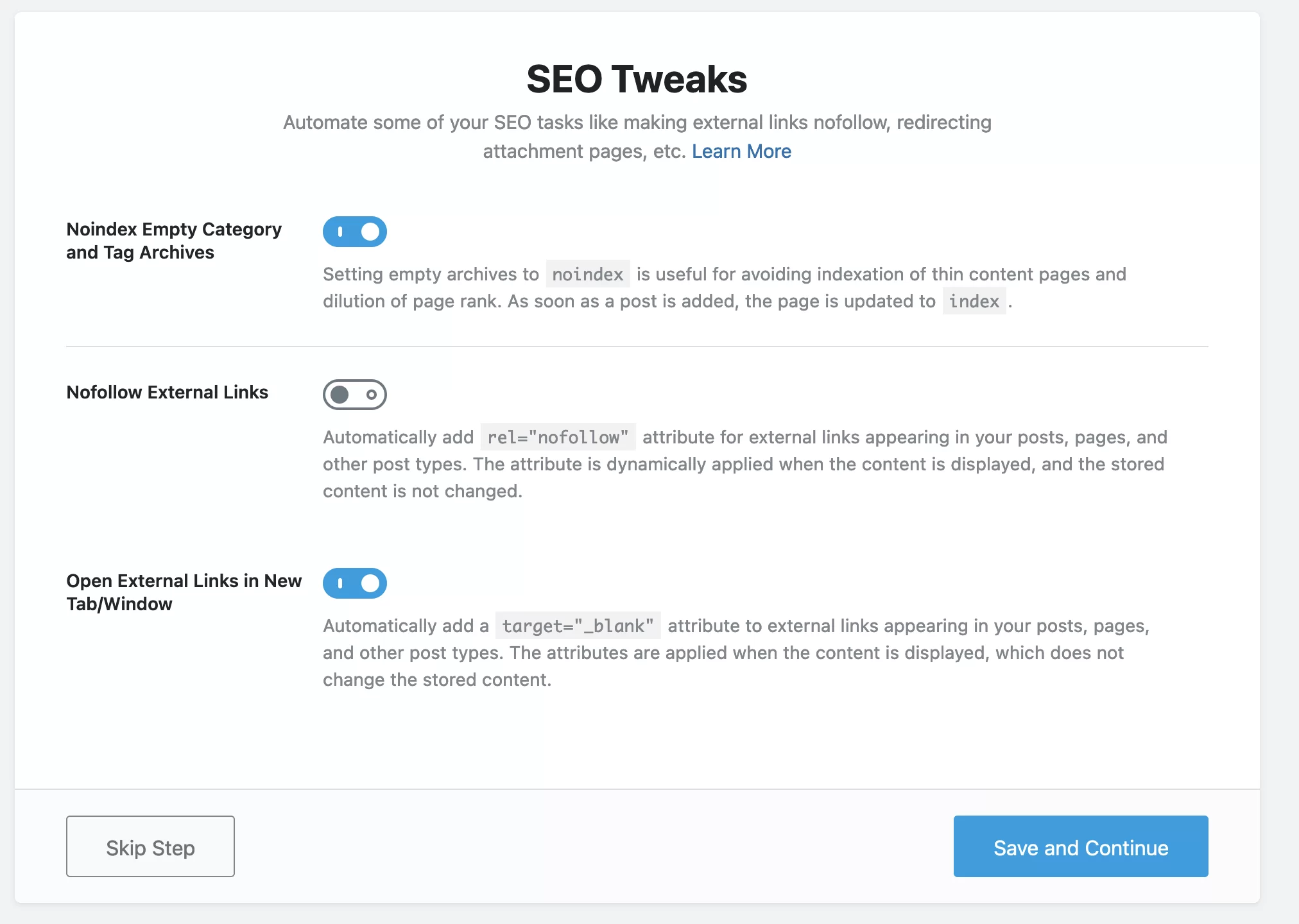 Modul SEO Tweaks menawarkan penyesuaian SEO.