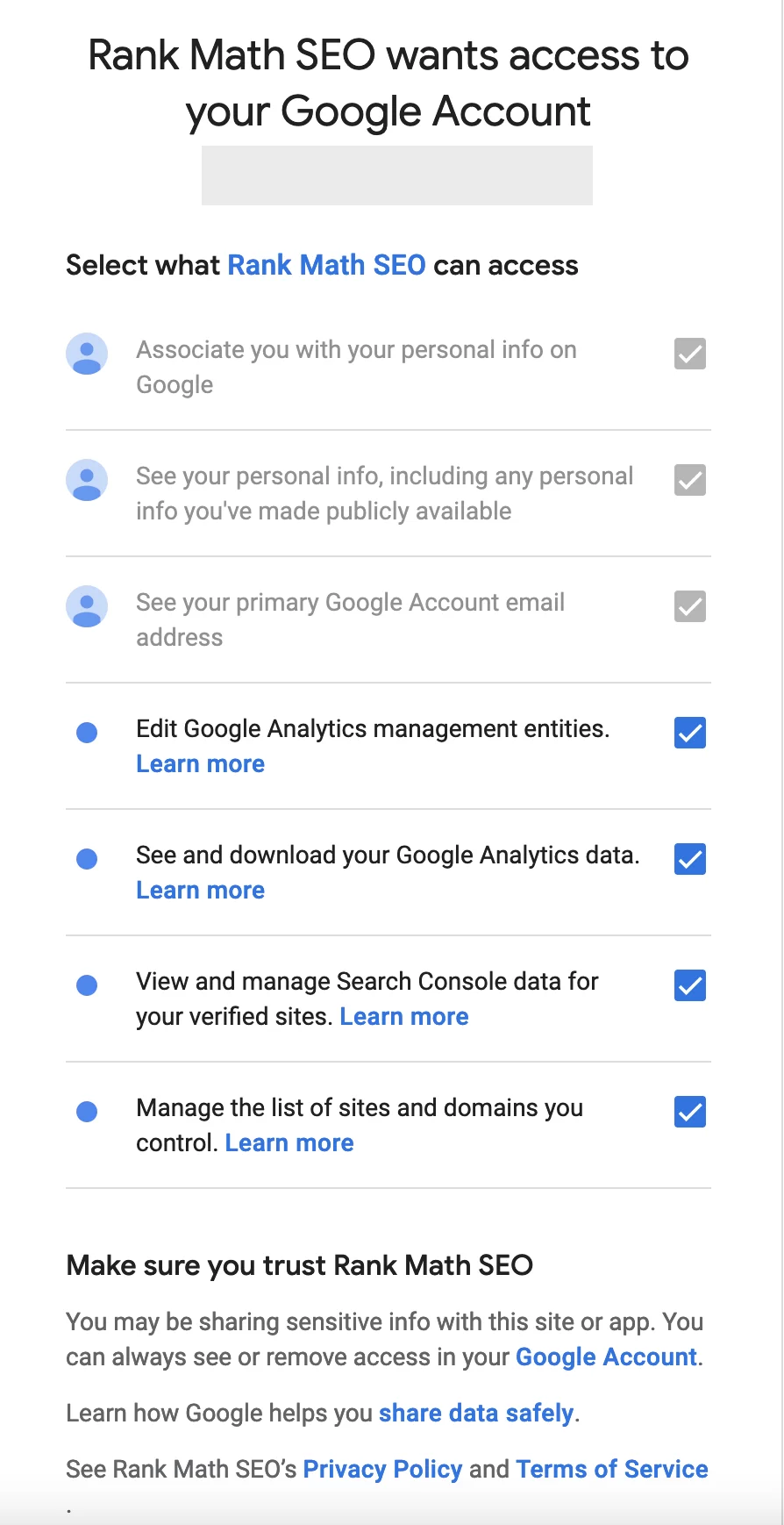 Autoriser l'accès à la Google Search Console.