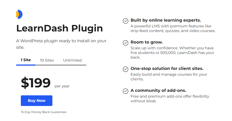 Plans tarifaires du plugin LearnDash