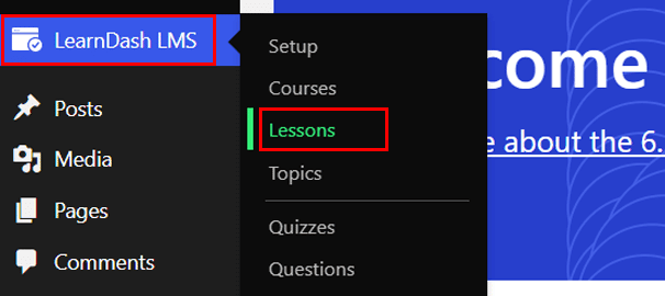 انتقل إلى LearnDash LMS> Lessons