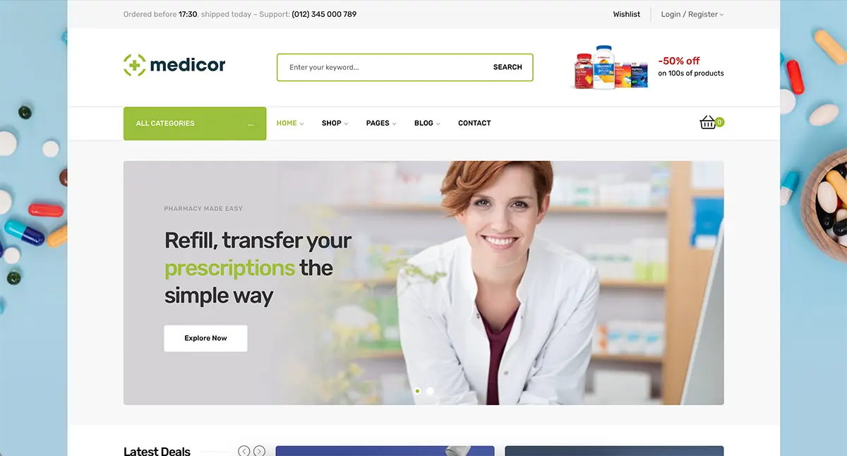 Tema WordPress pentru farmacie Medicor