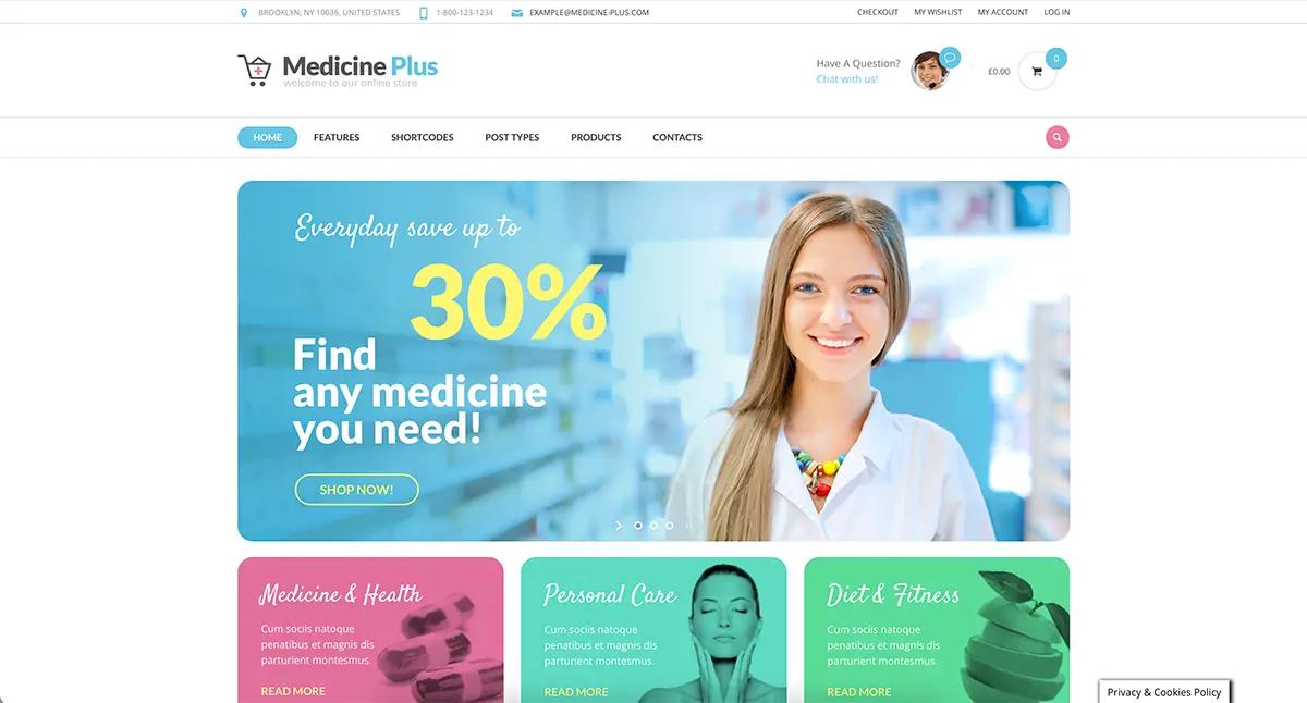 Tema de WordPress de farmacia Medicine Plus