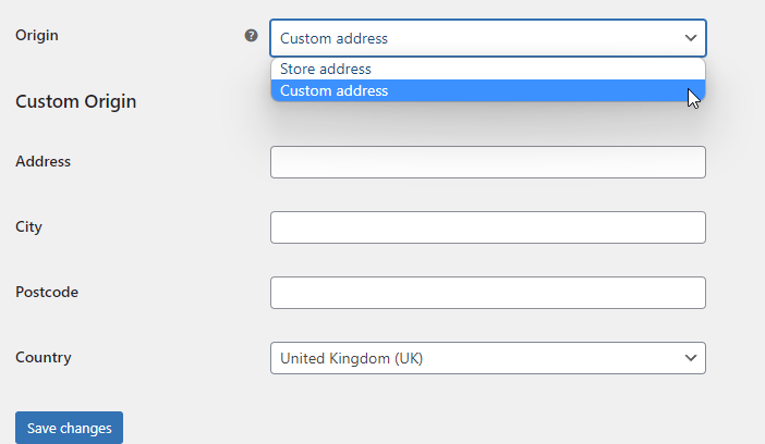 Niestandardowe pochodzenie w stawkach wysyłki na podstawie odległości dla wtyczki WooCommerce