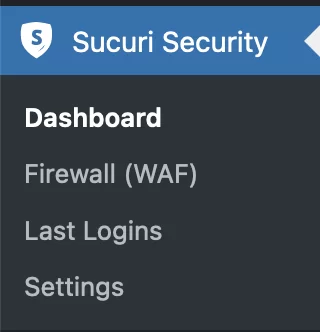 O menu do plug-in Sucuri Security.