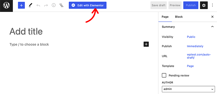Нажмите кнопку «Редактировать с помощью Elementor».