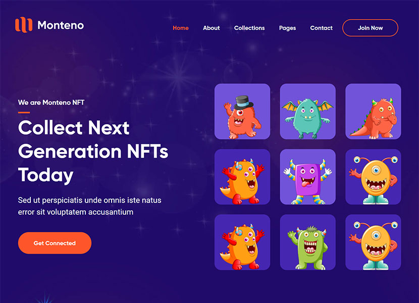 Monteno - NFT ポートフォリオ WordPress テーマ