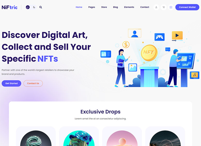 Niftric - Tema WordPress NFT Marketplace