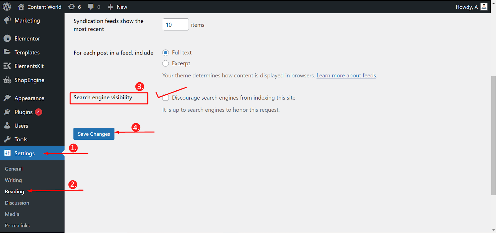 Puede detener la indexación de su sitio por parte de Google desde su panel de control de WordPress.