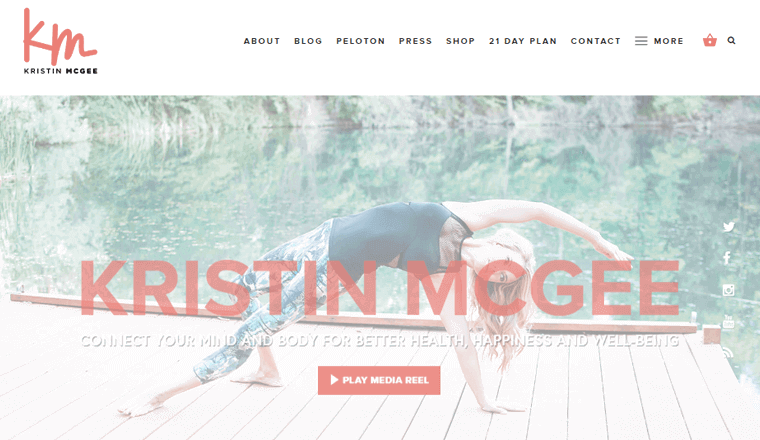 Kristin McGee Yoga ออกแบบเว็บไซต์ที่ดีที่สุด