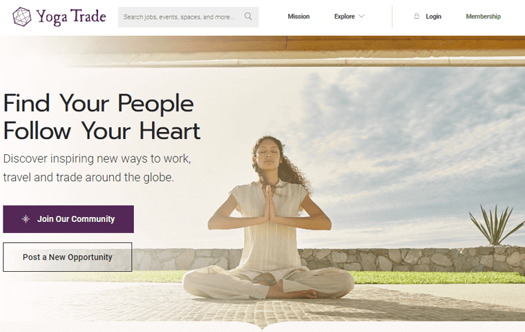 Yoga Trade Job and Space Opportunity Webサイト