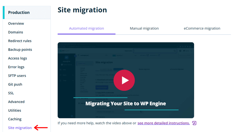 Opzioni di migrazione del sito