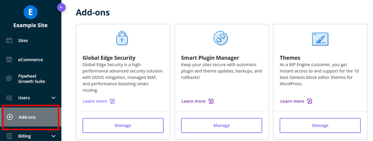 Menu Pengaya di Portal Pengguna