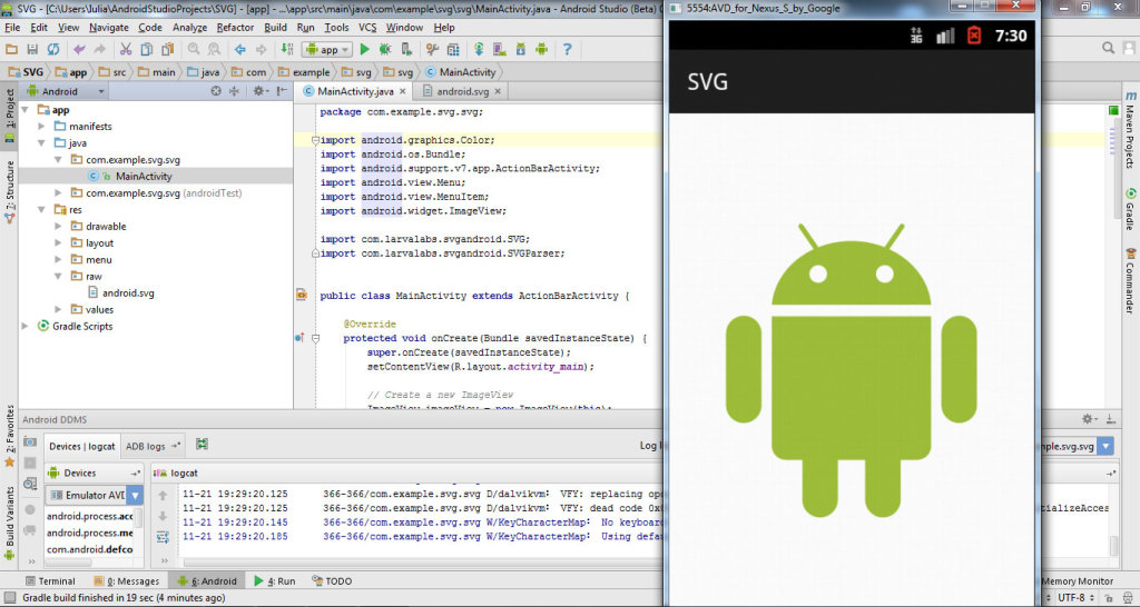 Android Studio ยอมรับ Svg หรือไม่