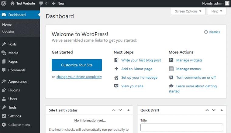 WordPress Dashboard-Verwaltungsbereich