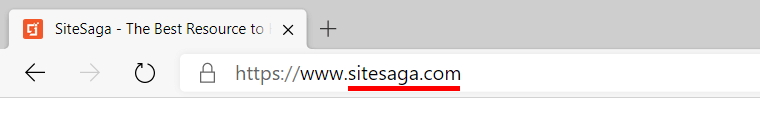 Beispiel für einen benutzerdefinierten Domänennamen (www.sitesaga.com)