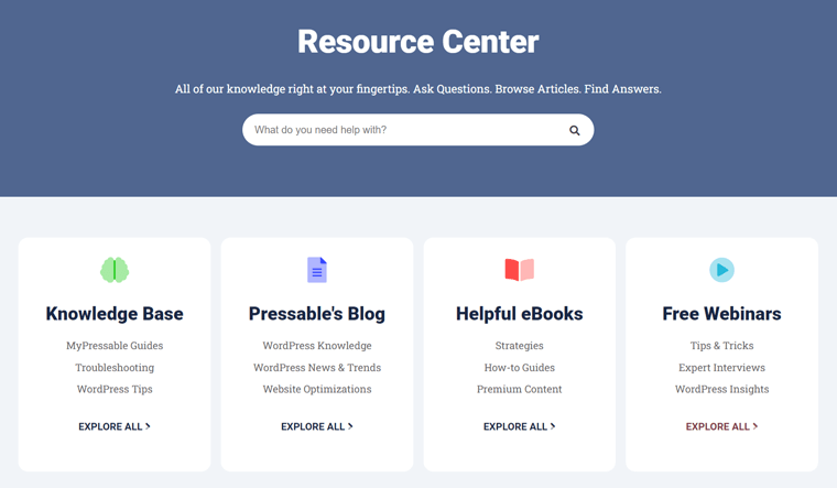 Pressable Resource Center 지원 - DreamHost 대안