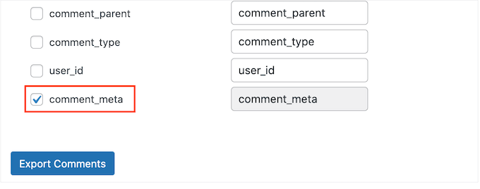 Eksportowanie niestandardowych metadanych z komentarzy WordPress