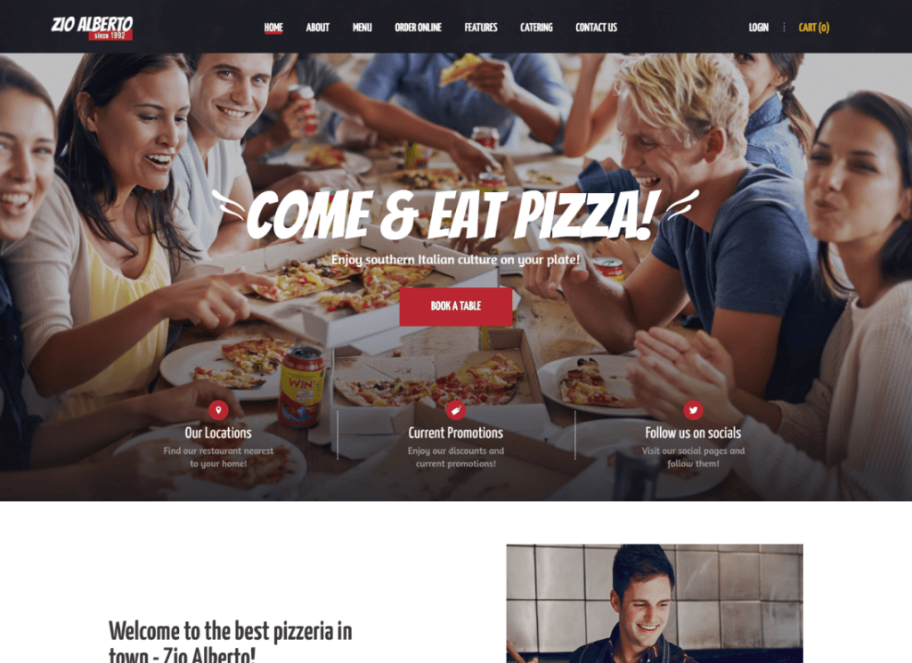 Zio Alberto | Pizzeria, kawiarnia i bistro Motyw WordPress