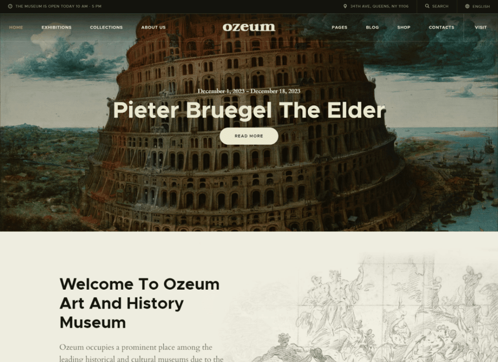 Ozeum — motyw WordPress dla galerii sztuki współczesnej i kreatywnego muzeum online