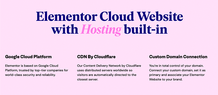 組み込みのホスティングを備えた Elementor Cloud