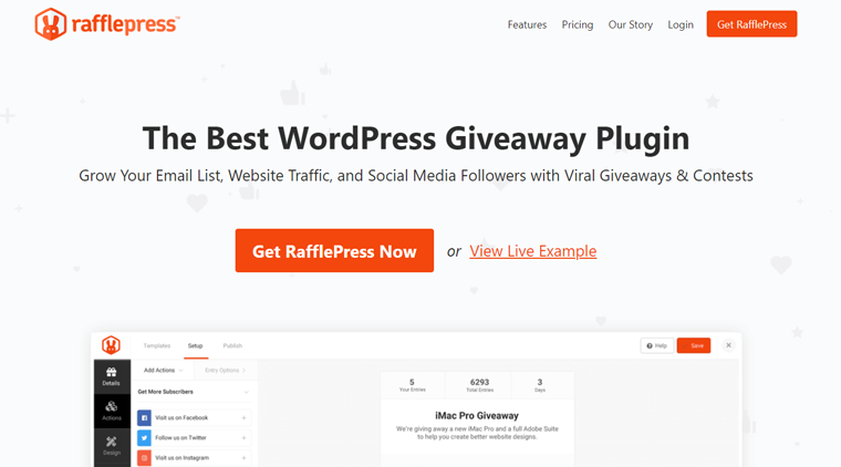 ปลั๊กอิน RafflePress WordPress สำหรับผู้ติดตามโซเชียลมีเดีย