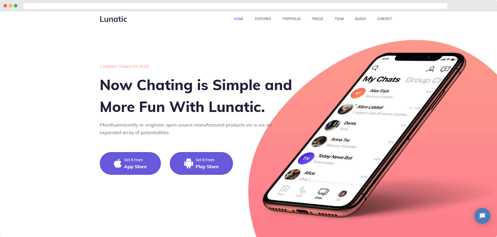 Software Service Lunatic - App Landing Theme