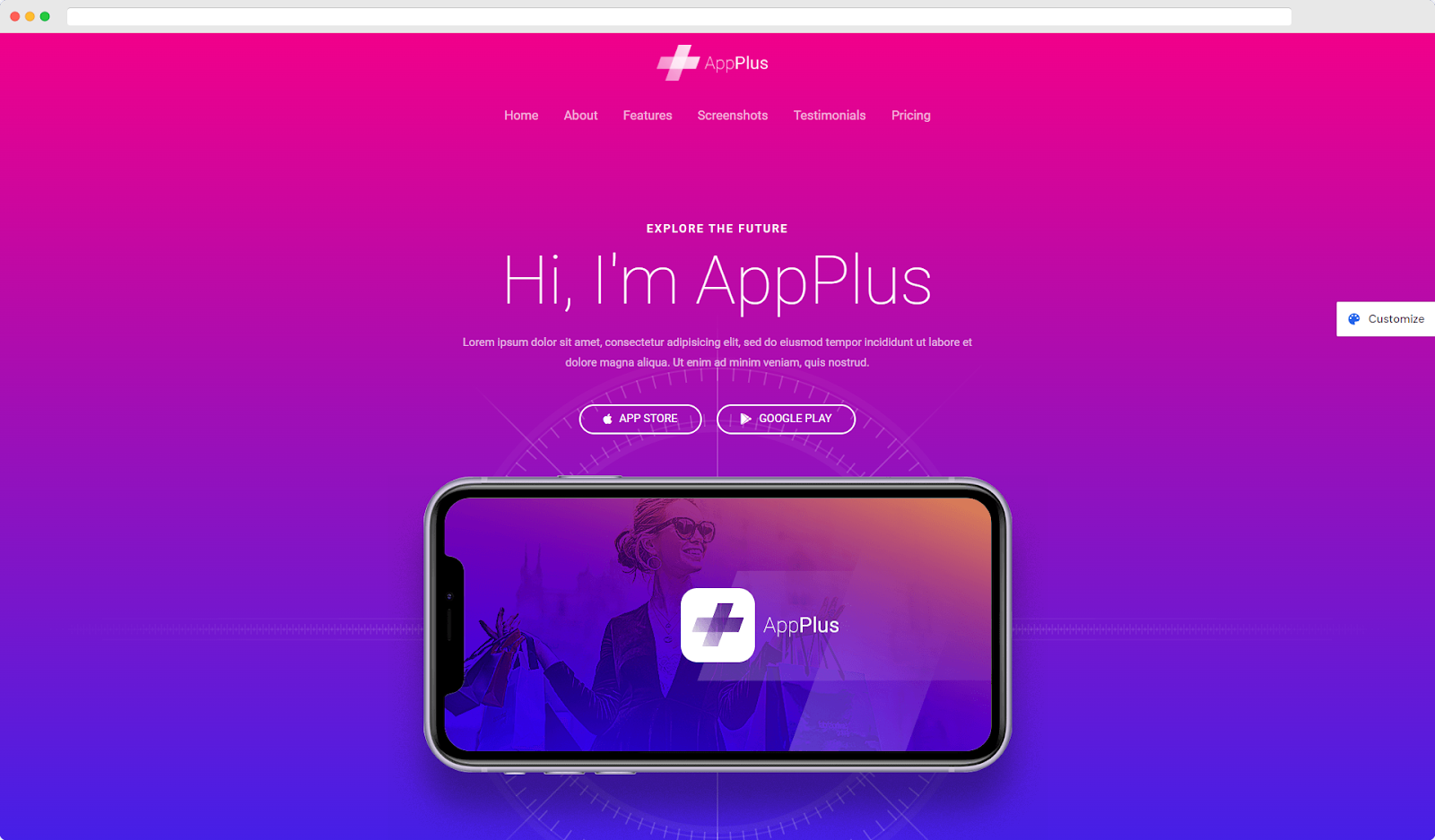 AppPlus - เทมเพลตหน้า Landing Page ของแอป Astra