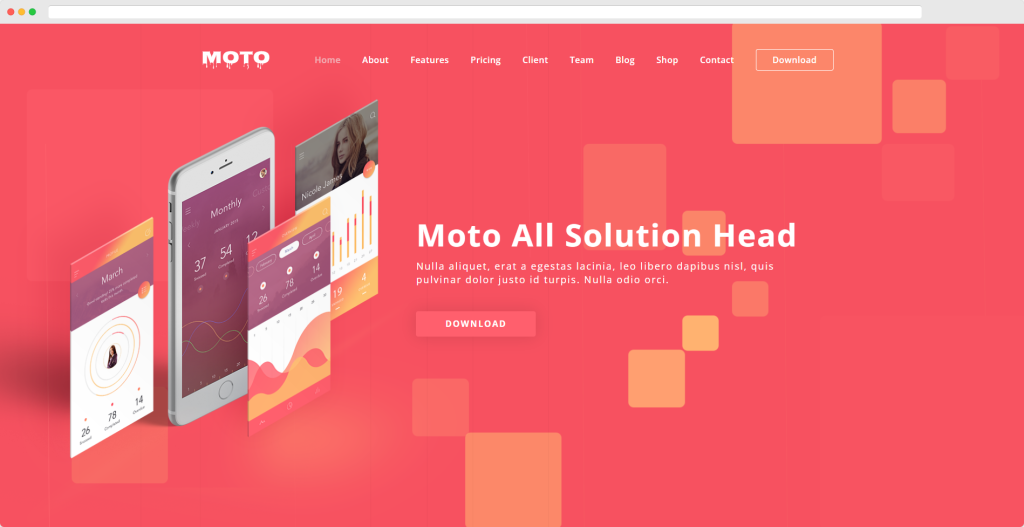 Moto - 앱 랜딩 페이지 WordPress 테마