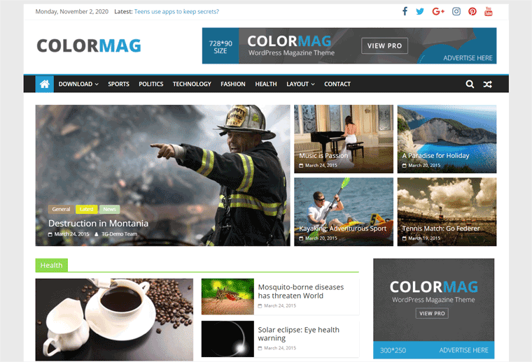 ColorMag 무료 워드프레스 테마