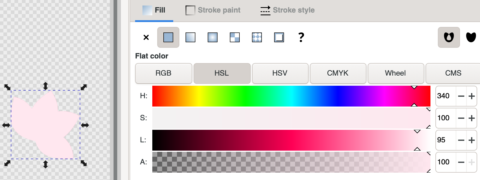 Inkscape でオブジェクトを色で塗りつぶすにはどうすればよいですか?