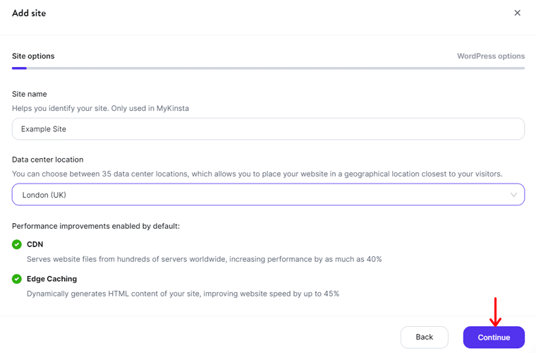 Site Seçeneklerine Devam Et