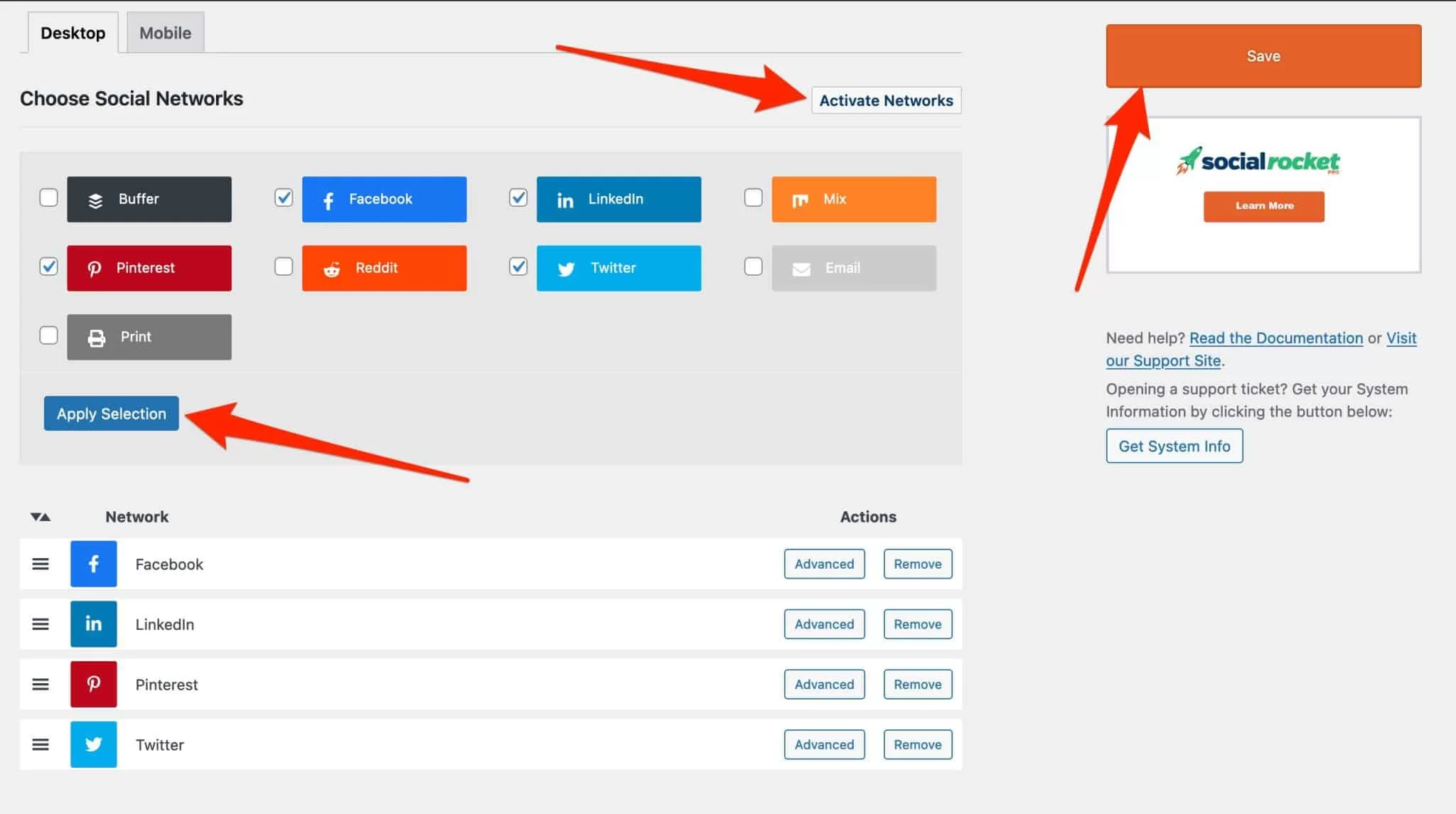 O Social Rocket oferece a você a escolha de várias redes sociais para compartilhar seu conteúdo.