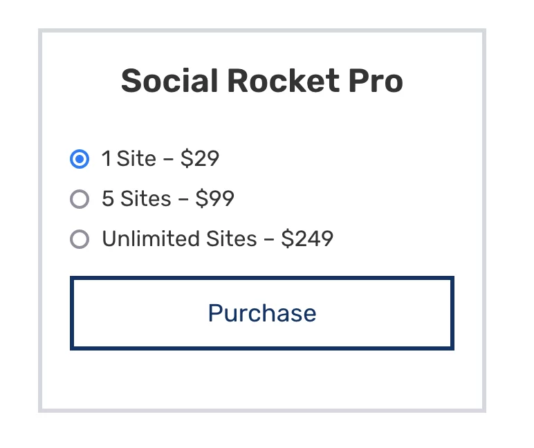 Precios para Social Rocket Pro.