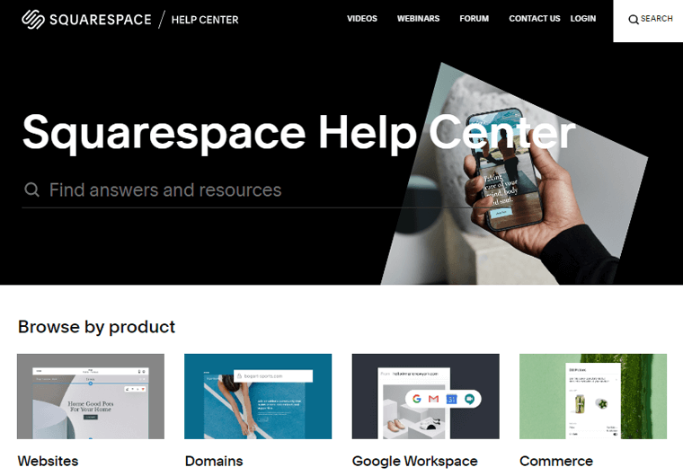 Contoh Pusat Bantuan Squarespace