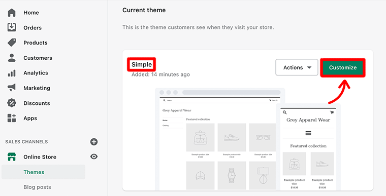 ปรับแต่งธีม Shopify ปัจจุบัน