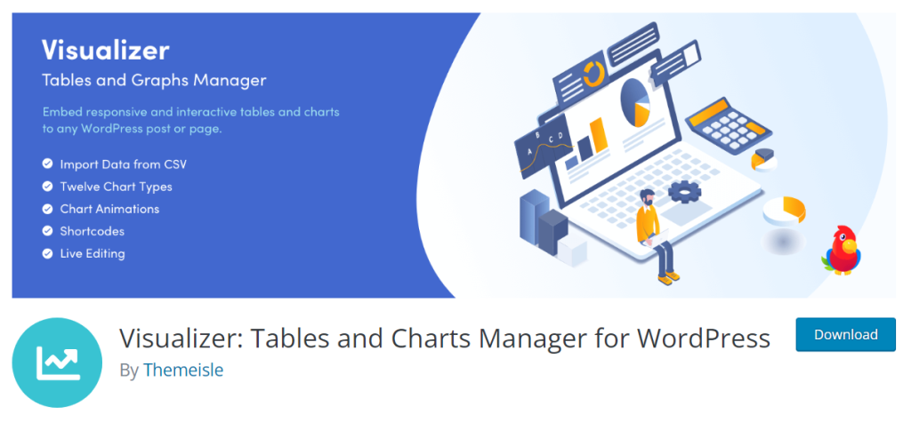 برنامج Visualizer ومدير الرسوم البيانية في WordPress