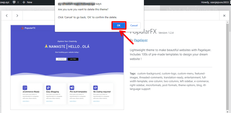 Silme İşlemini Onaylayın WordPress'ten Temalar Nasıl Kaldırılır