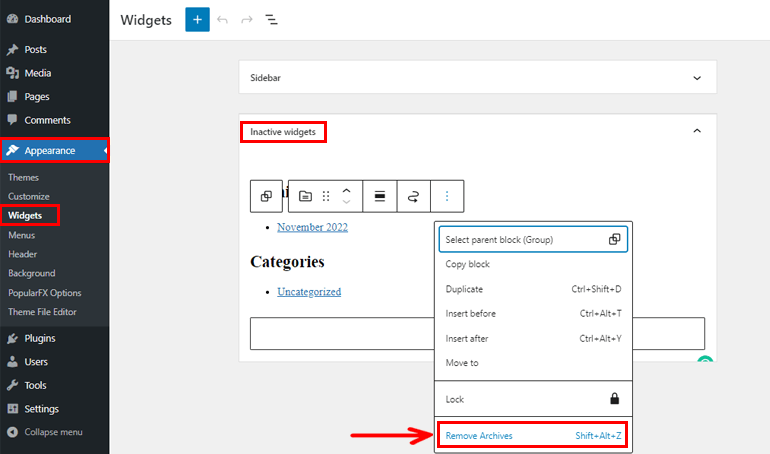 Etkin Olmayan Widget'ları Kaldırma